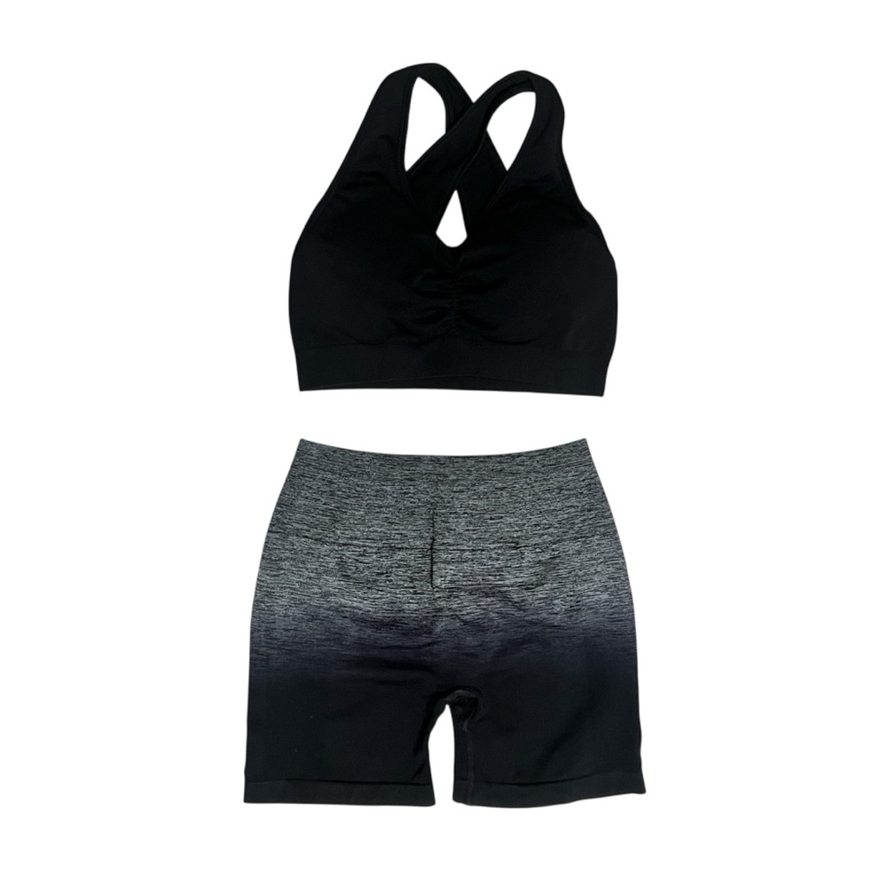 Yeoreo Black Gray Sport Bra Short Athletic Set Size S